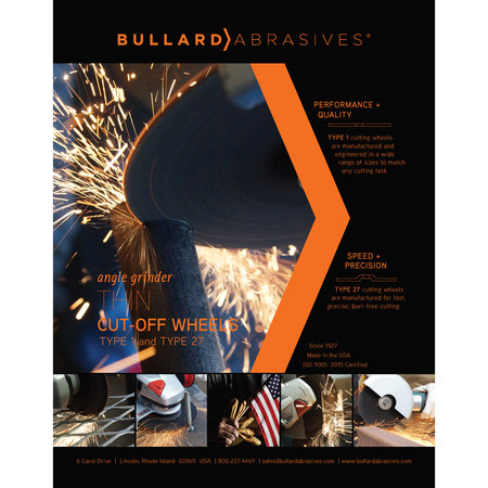 Bullard Abrasives Cut-Off Wheel, 4-1/2 x .045 x 7/8 T1, PK25 53409